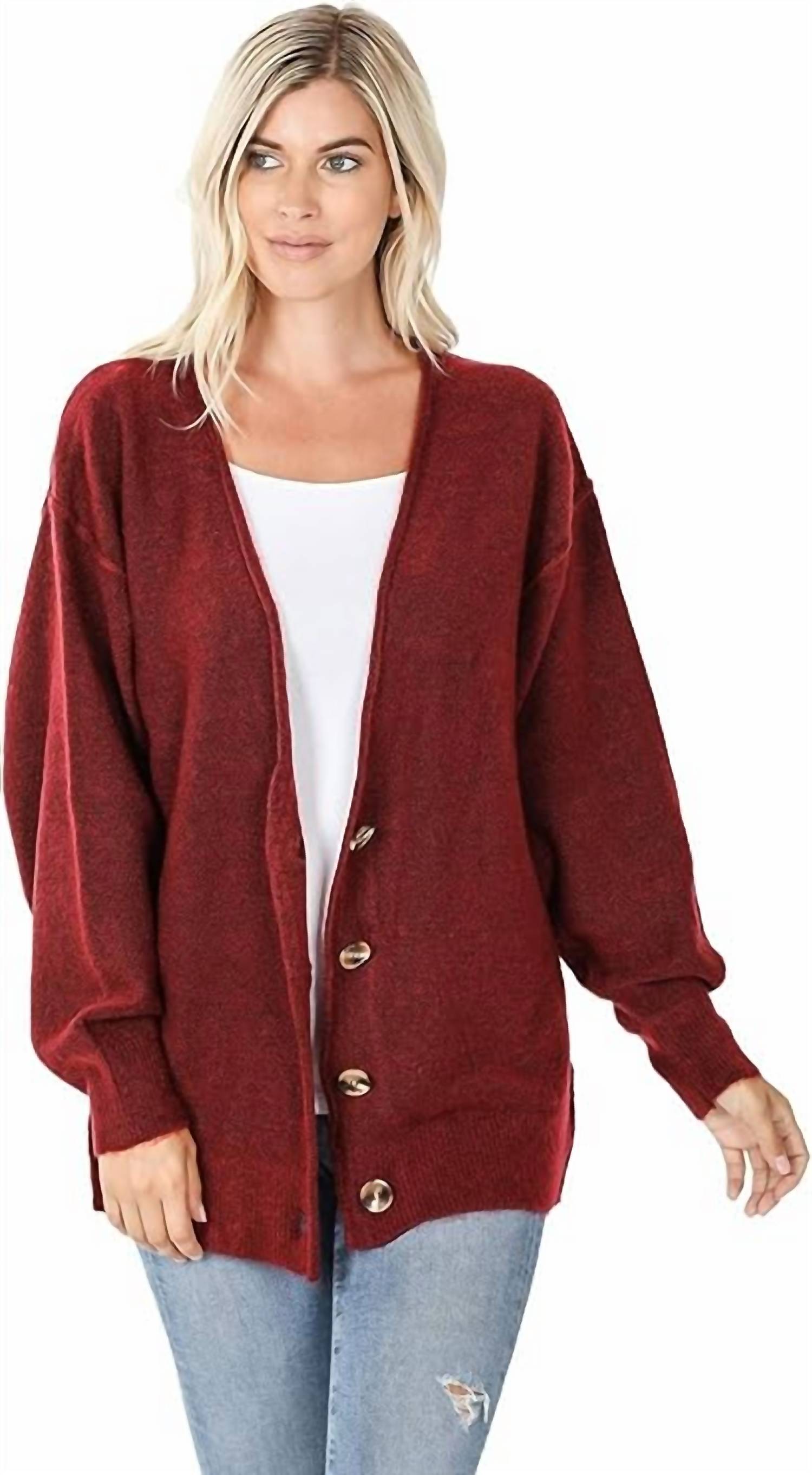 Zenana - Melange Button Down Cardigan