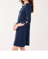 Lilly Pulitzer Leyland Three Quarter Sleeve Shift Mini Dress in low tide navy - women's dress - detail view