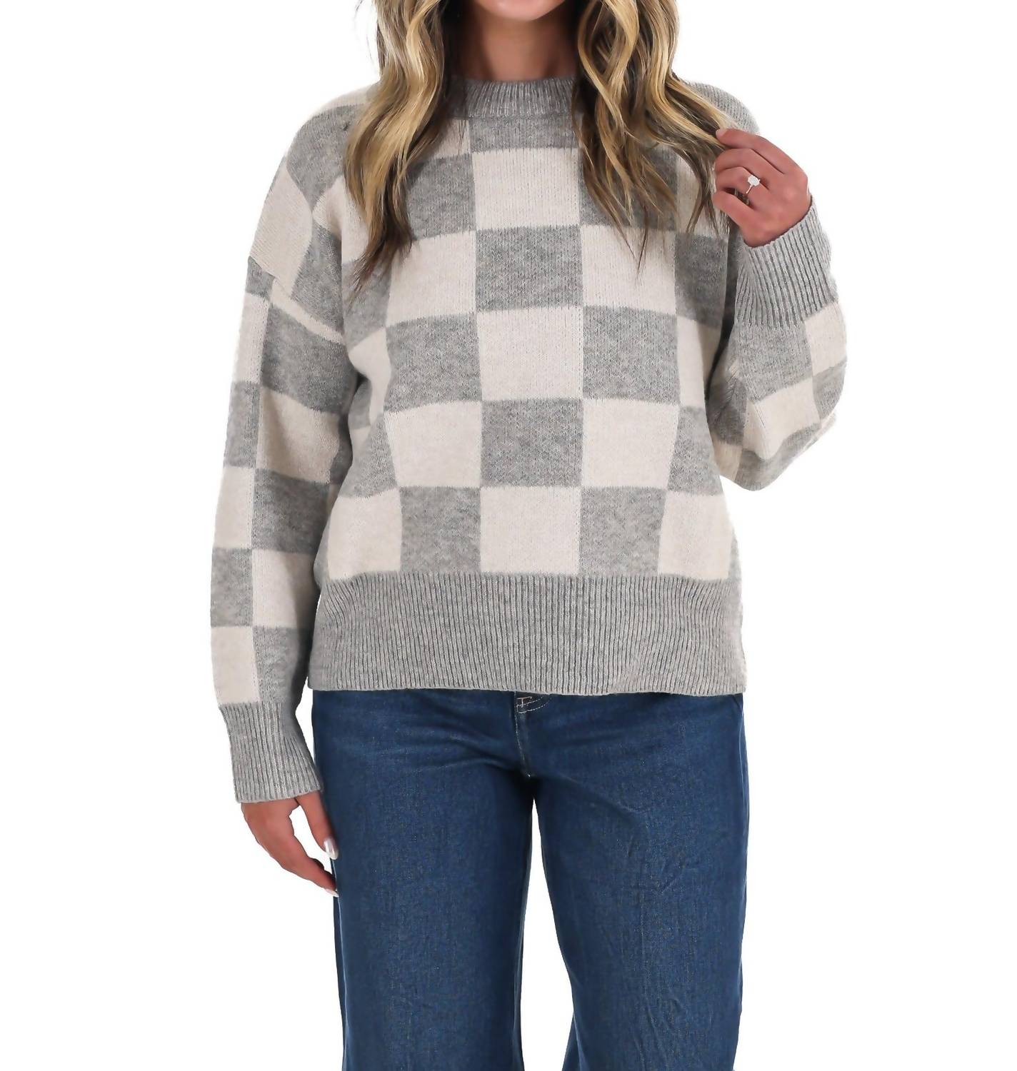 Miou Muse - September Sky Check Sweater