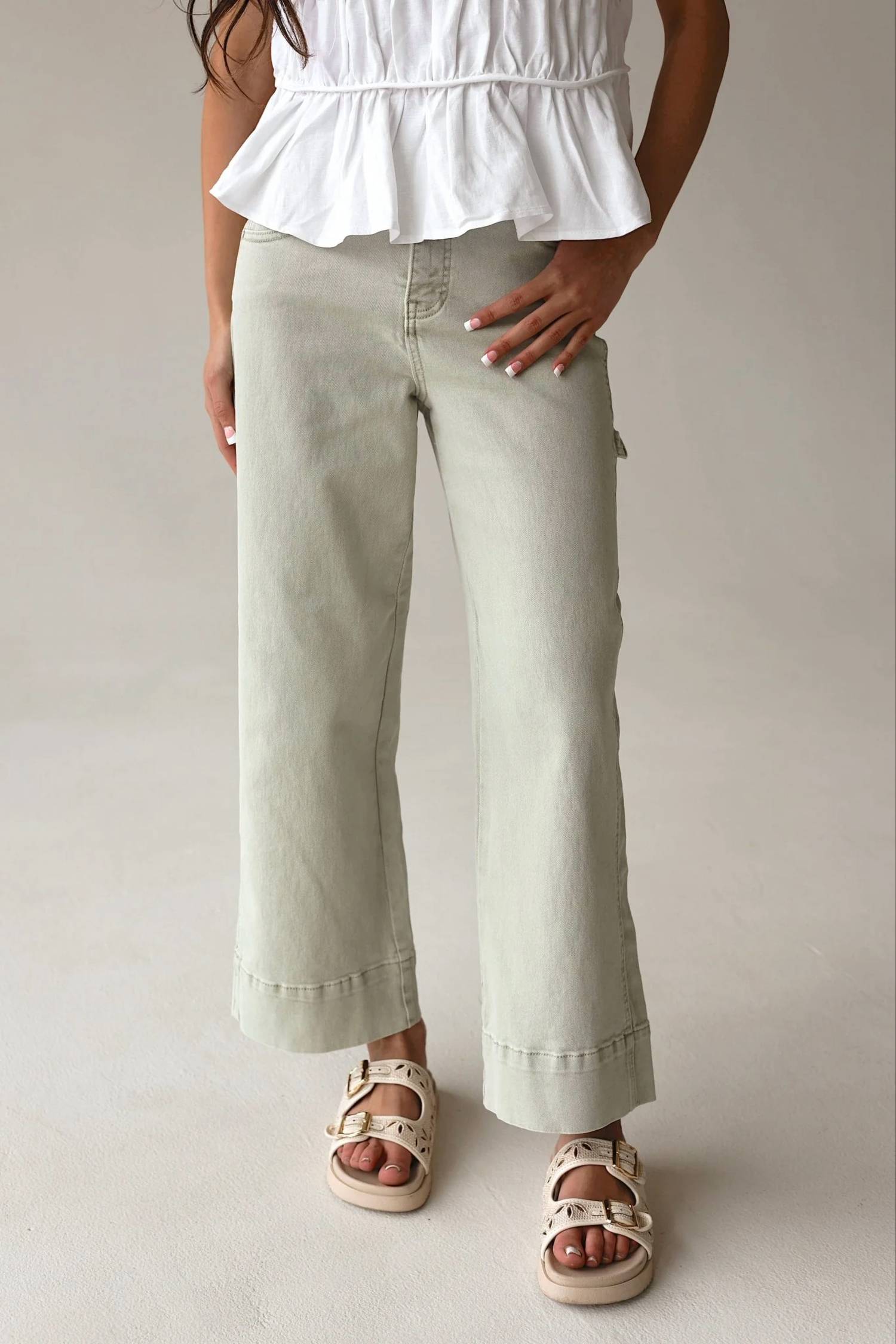 Risen - Riviera High-rise Wide-leg Cropped Pant
