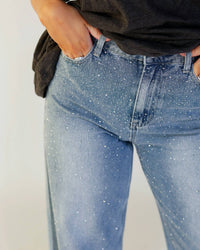 Sage The Label - Starry Night Glitter Embellished Wide-leg Jeans