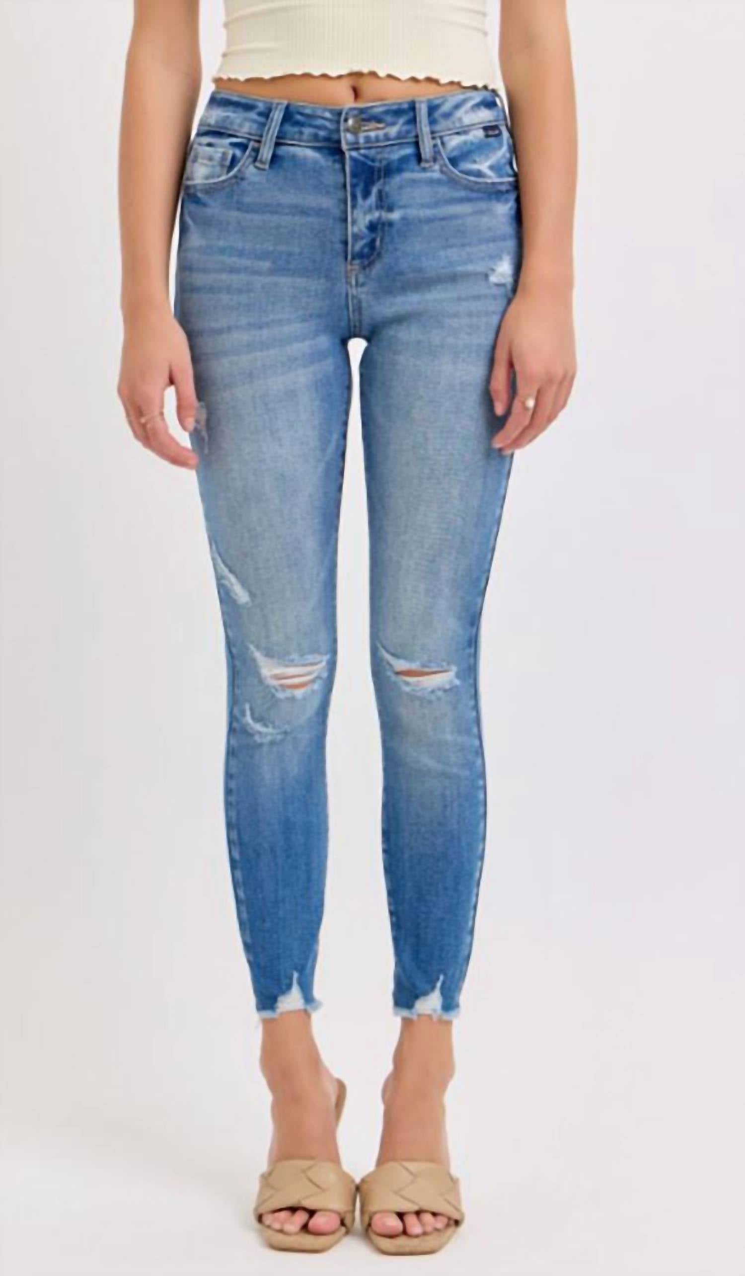 Cello - Mid-rise Skinny Distressed Jean
