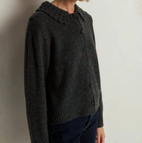 Nation LTD Addie Cardigan in heather charcoal 1 - women's cardigan - detail view