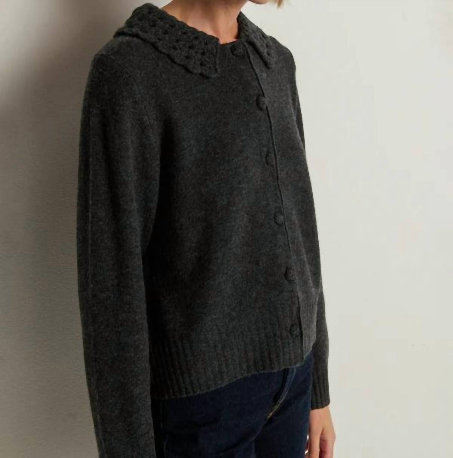 Nation LTD Addie Cardigan in heather charcoal 1 - women's cardigan - detail view