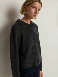 Nation LTD Addie Cardigan in heather charcoal 1 - women's cardigan - alternate view