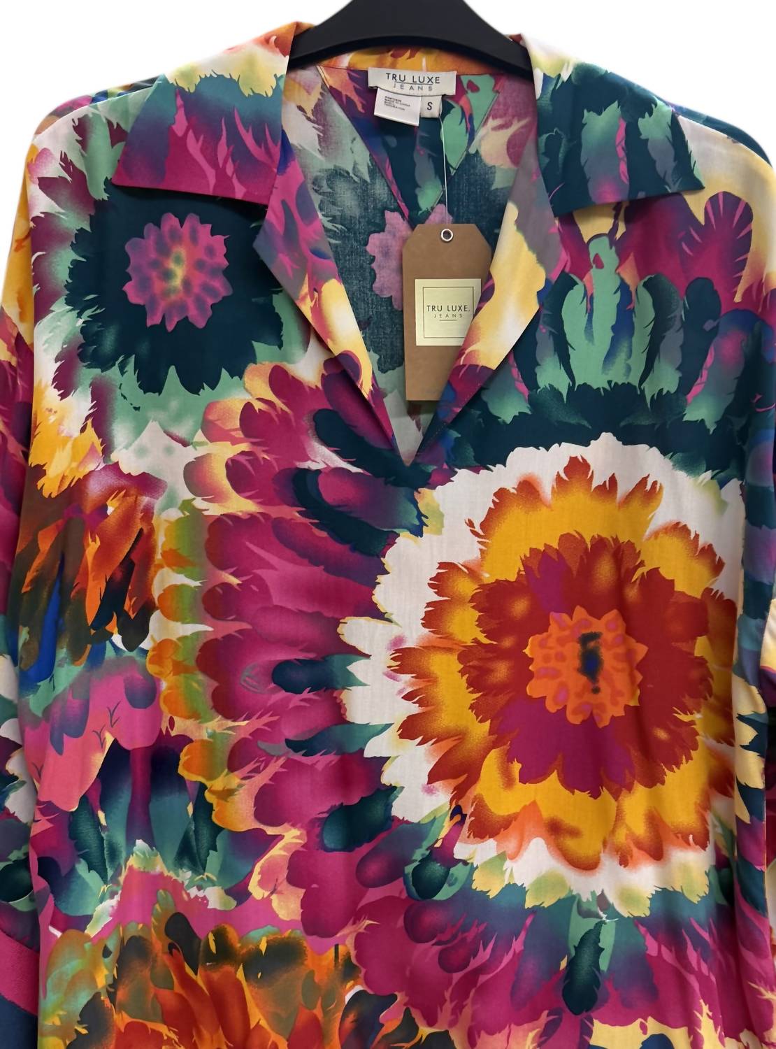 Tru Luxe - Women's Tie Dye Floral Tunic Blouse