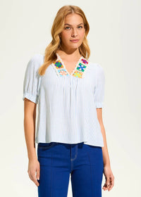 Fdj - Women's Vina V-neck Crochet Trim Blouse