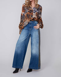 Renuar Wild Side Blouse in tan - women's blouse - view 4