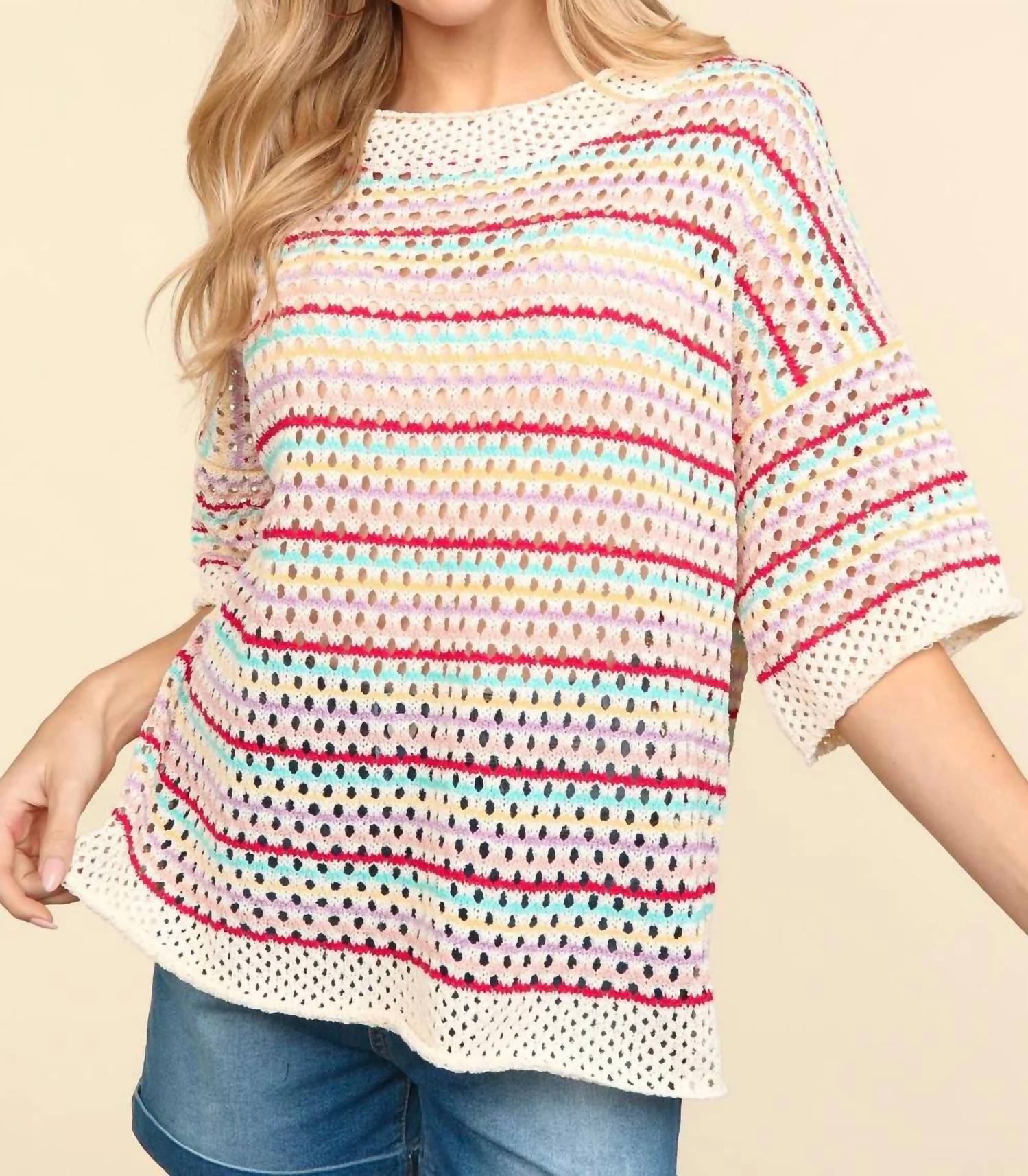 Haptics - Elbow Sleeve Sweater-knit Top