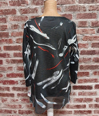 Jess & Jane - Abstract Colored Chiffon Hem Top