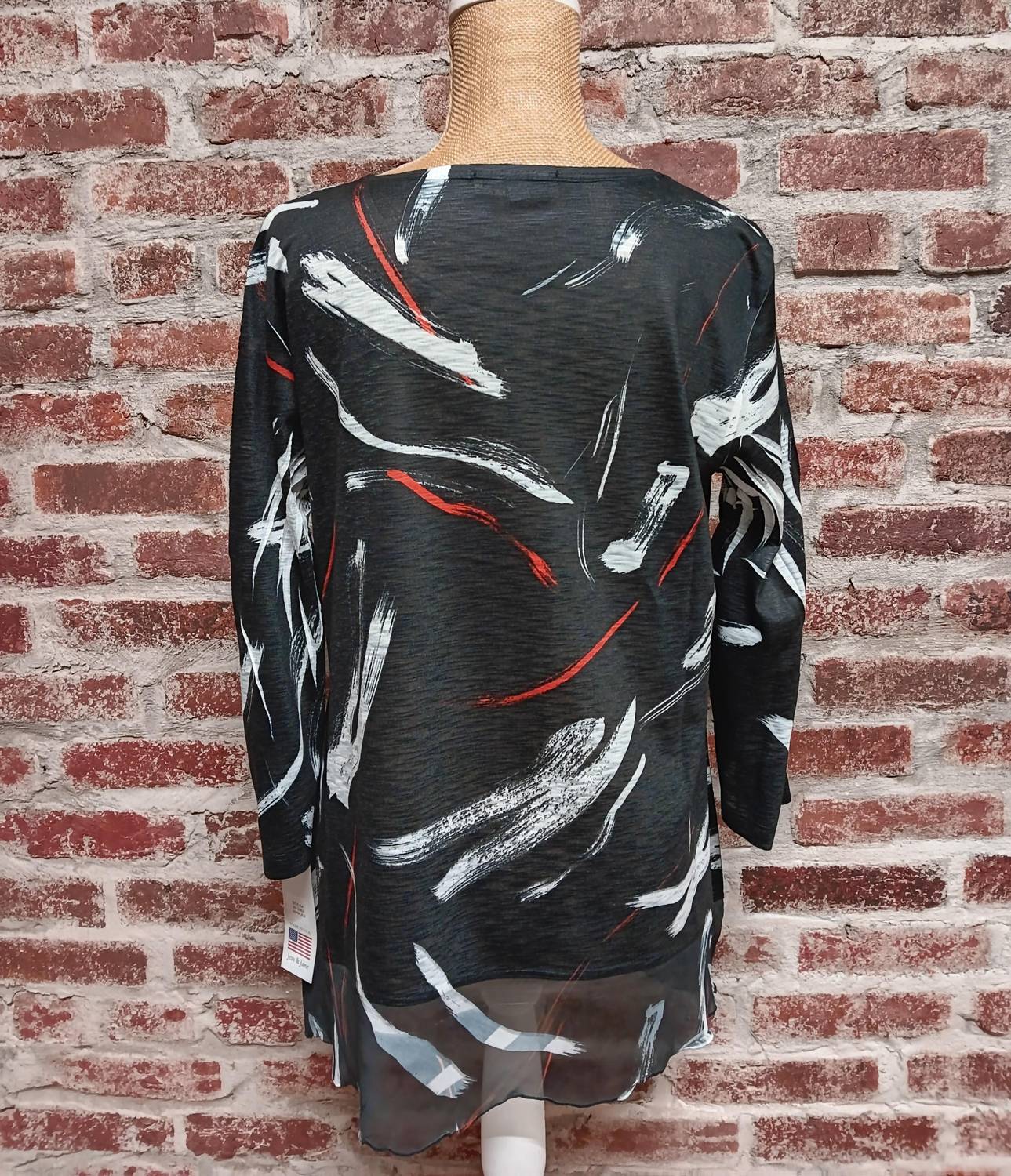 Jess & Jane - Abstract Colored Chiffon Hem Top