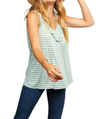 Haptics - STRIPE VNECK RUFFLE BABYDOLL TANK TOP