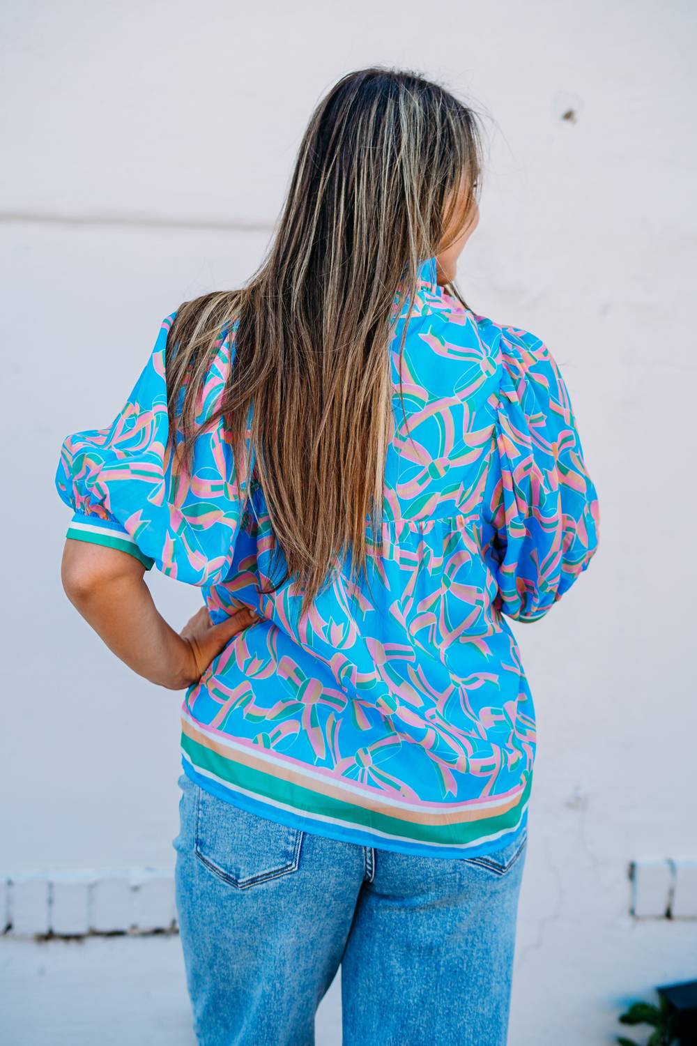 Jade - High Neck Puff Sleeve Top