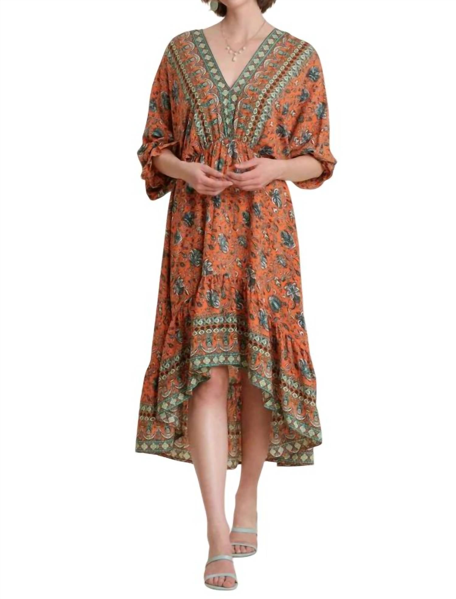 Umgee - V-neck Paisley Dress
