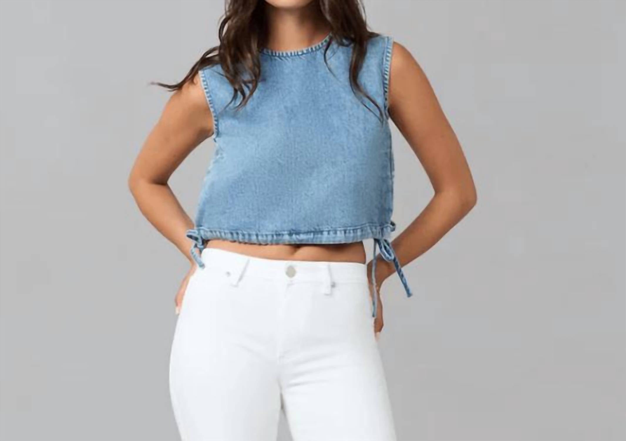 Lola Denim Sleeveless Denim Top in blue - women's shirt - view 4
