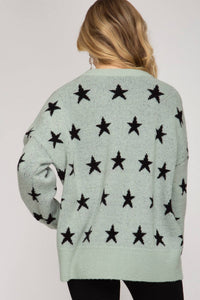 Star Print Slate Tunic Sweater