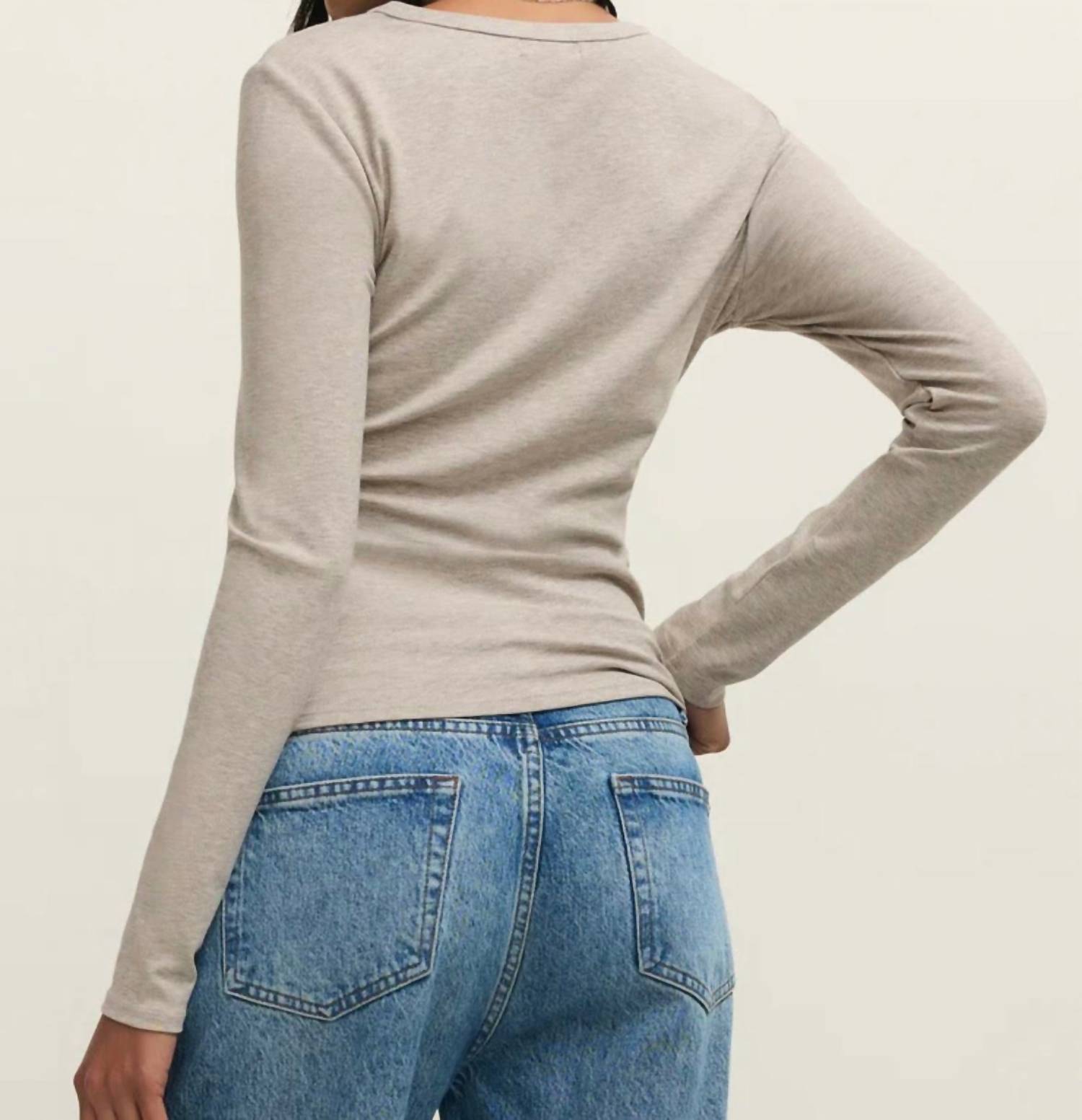 Z Supply Second Skin Crew Neck Long Sleeved Top in natural heather - women's long sleeve top - view 4