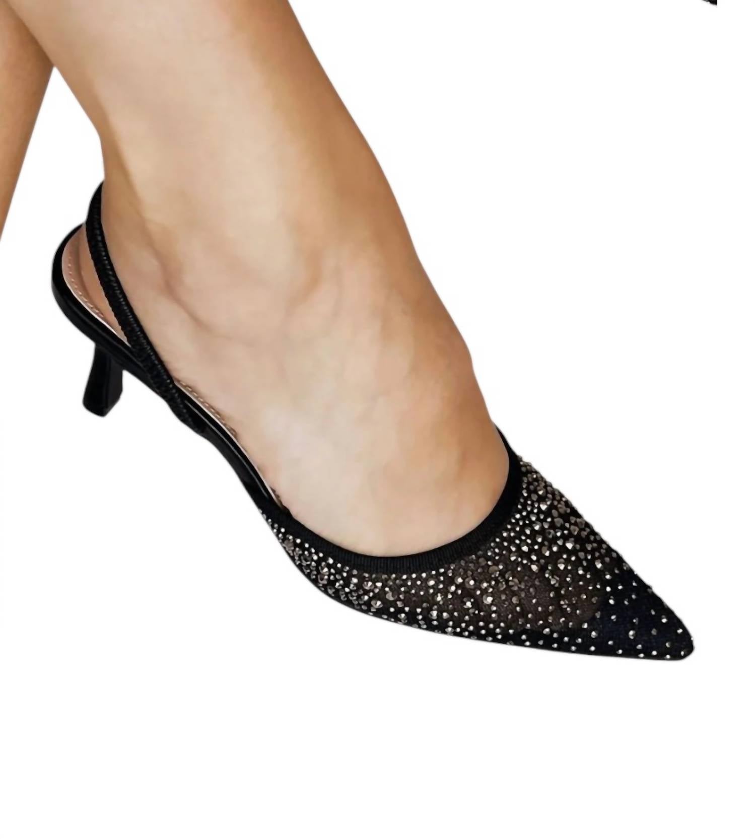 Let'S See Style - Women's Rhinestone Slingback Kitten Heel