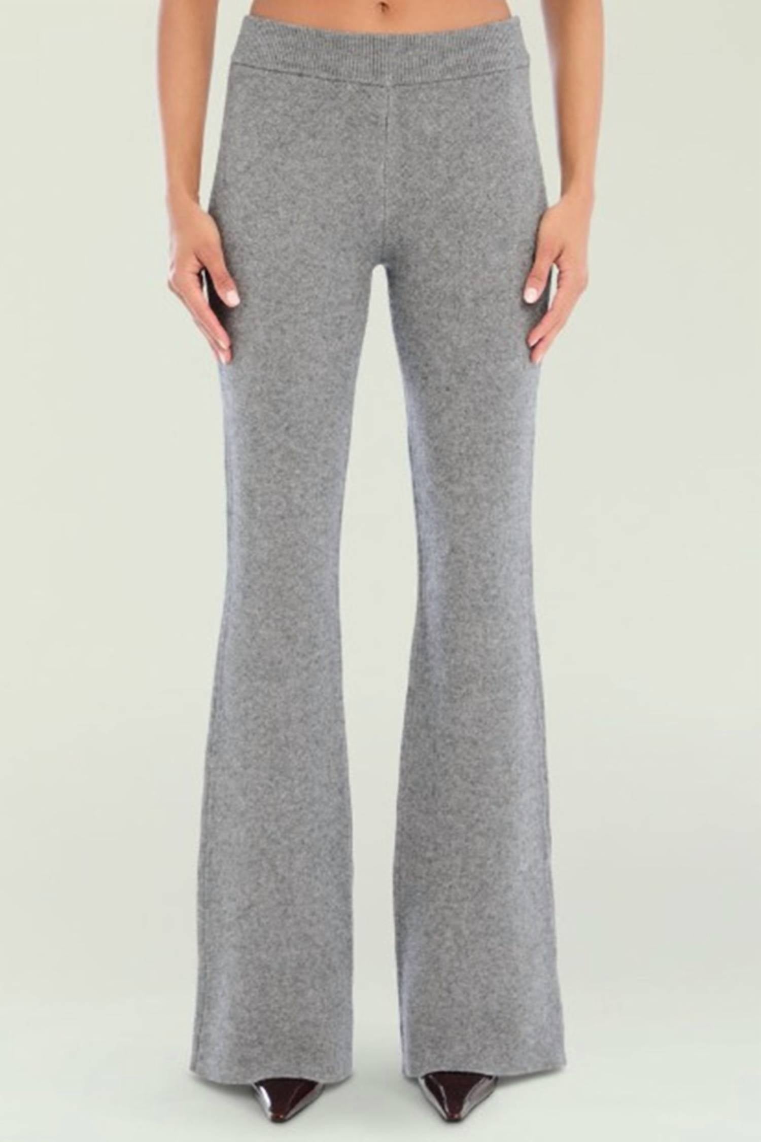 SER.O.YA Mickie Knit Flare Pant in medium grey - women's pants