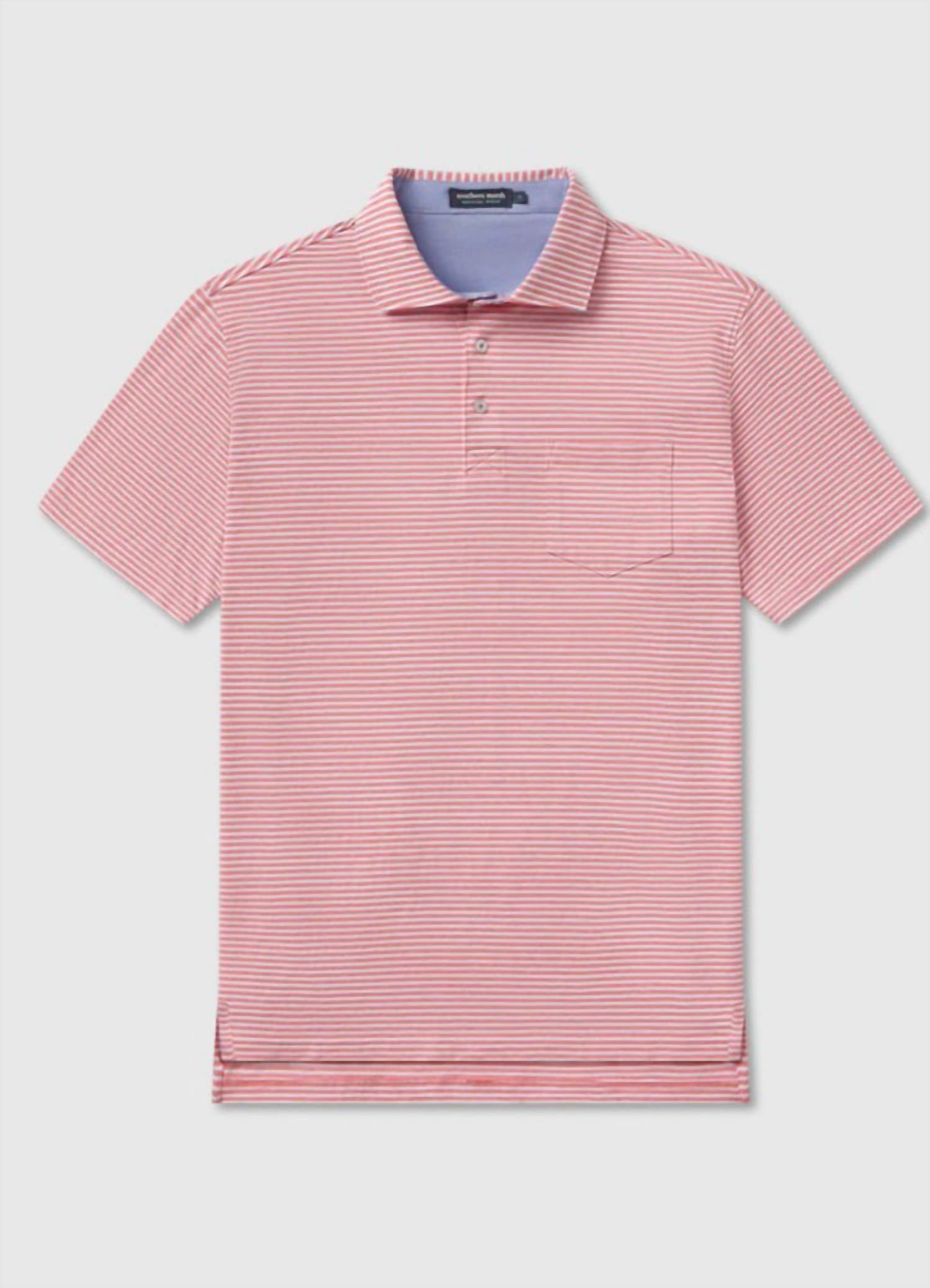 Southern Marsh Men's Nantucket Relaxed Stripe Polo Shirt in coral - men's shirt