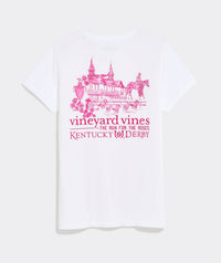 vineyard vines Women's Kentucky Derby Run For The Roses Scenic Short Sleeve Pocket Tee in white - women's t-shirt - detail view