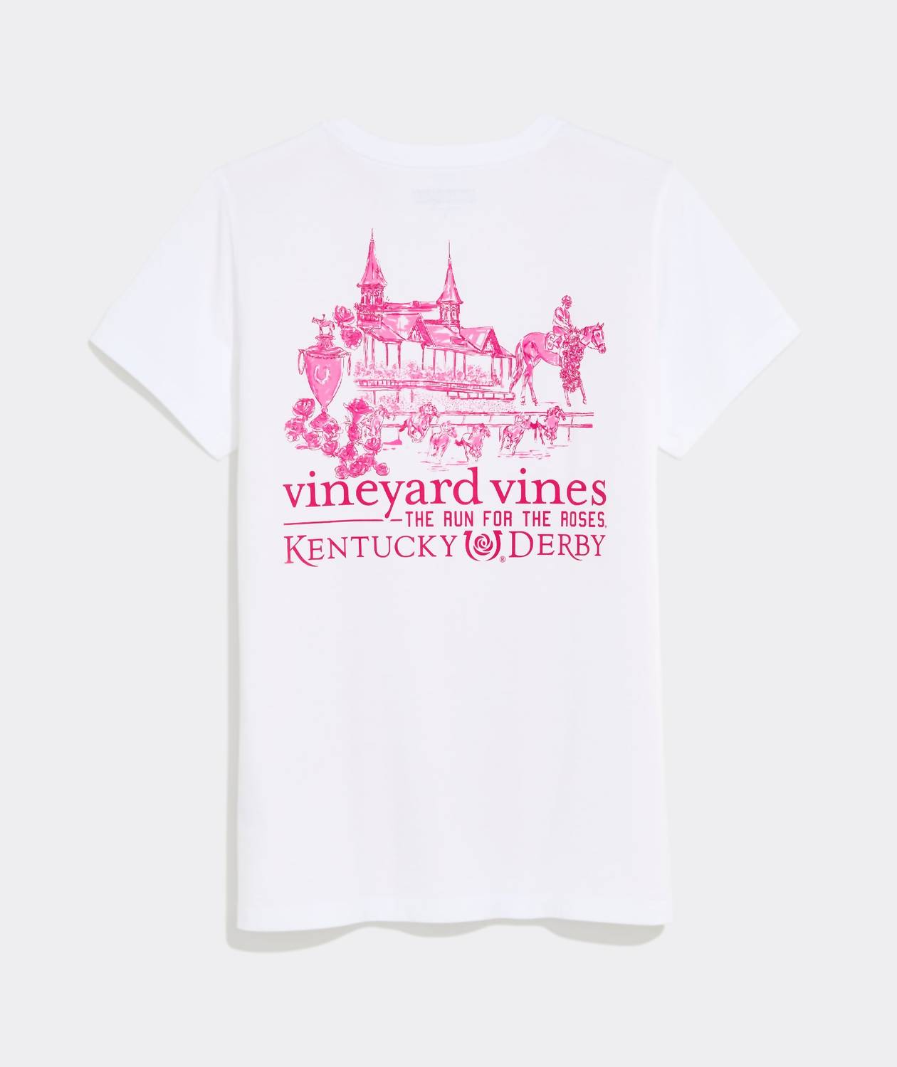vineyard vines Women's Kentucky Derby Run For The Roses Scenic Short Sleeve Pocket Tee in white - women's t-shirt - detail view