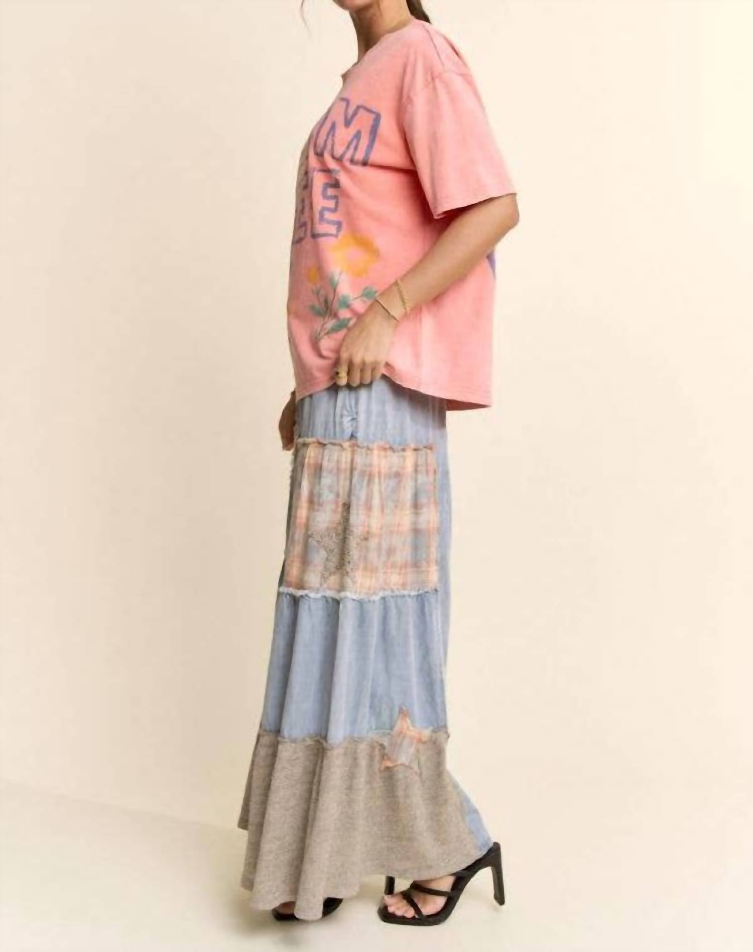 Davi & Dani - Lace Blocked Wide Leg Pants