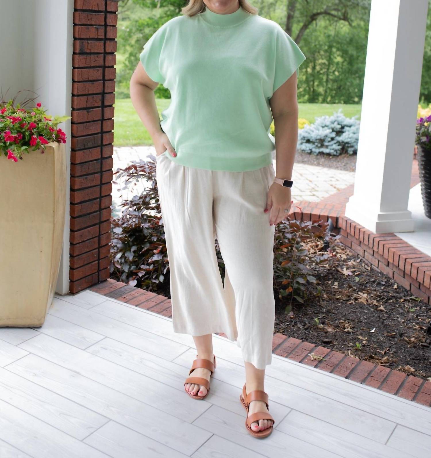 ee:some Cozy And Casual Short Sleeve Top - Plus in mint - women's blouse