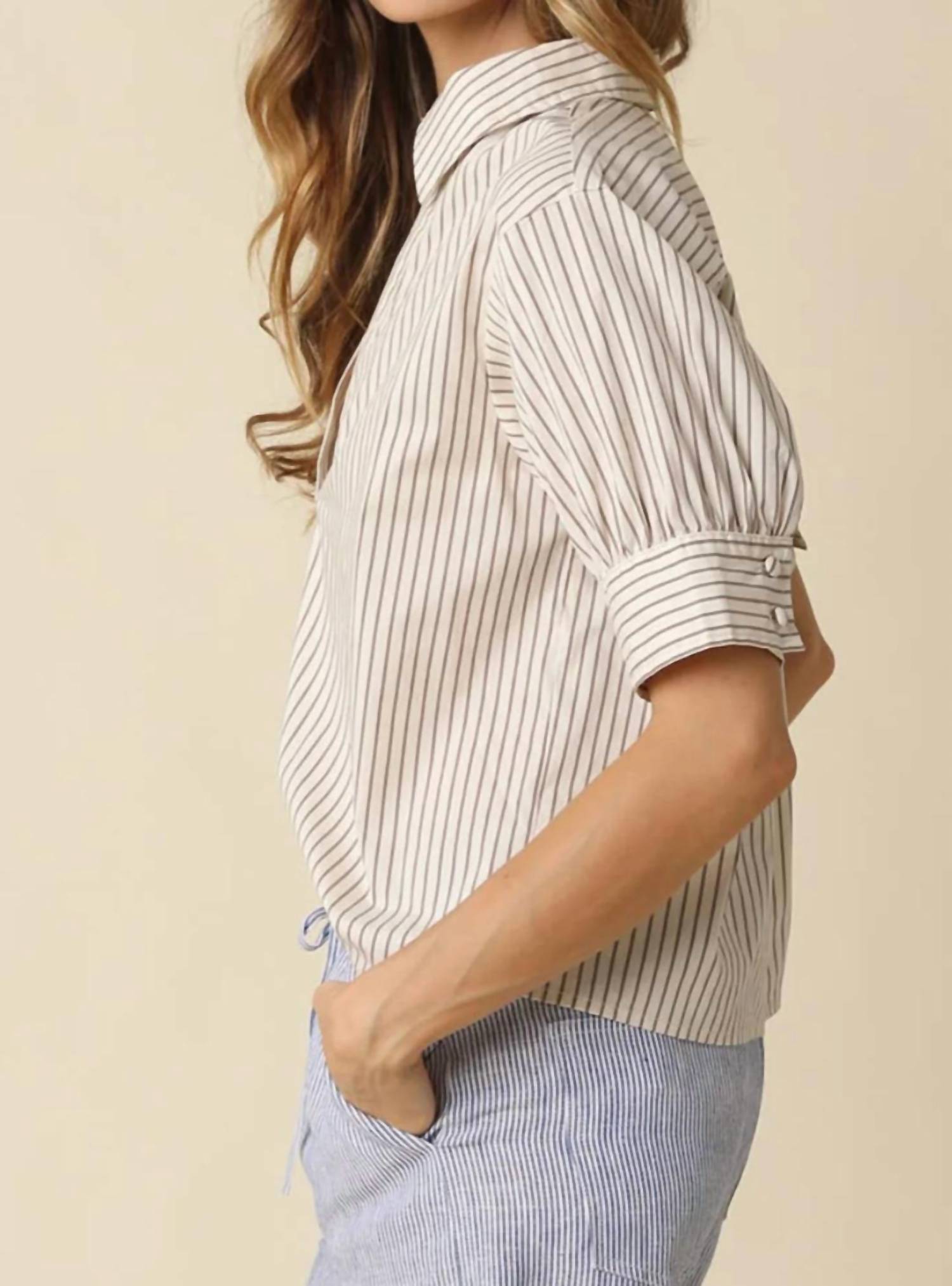 Olivaceous - Split Neck Blouse