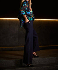 Joseph Ribkoff - Abstract Print V-neck Satin Top