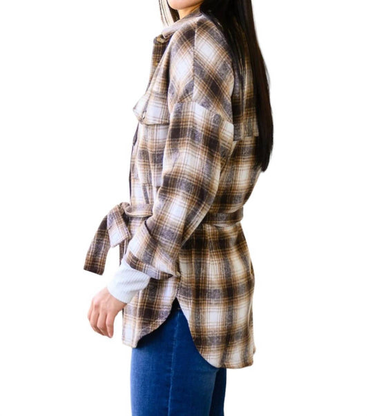 Hailey & Co - Outside Stroll Plaid Waist Tie Shacket