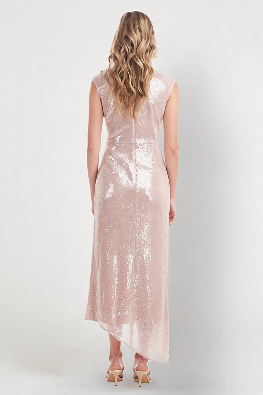 Kay Unger - Carla Shirred Sequin With Drape Dress