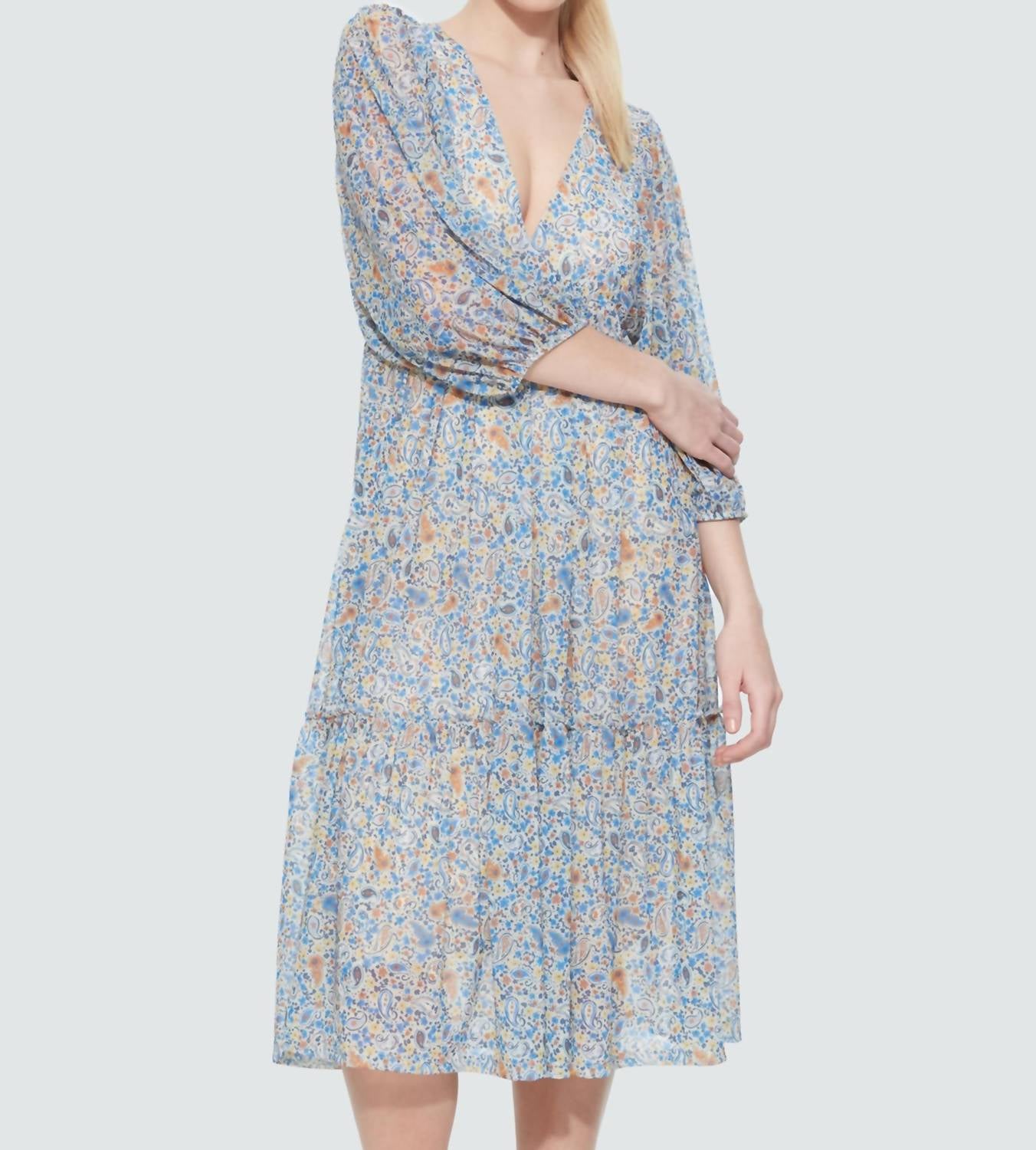 Mesh Tiered Midi Dress
