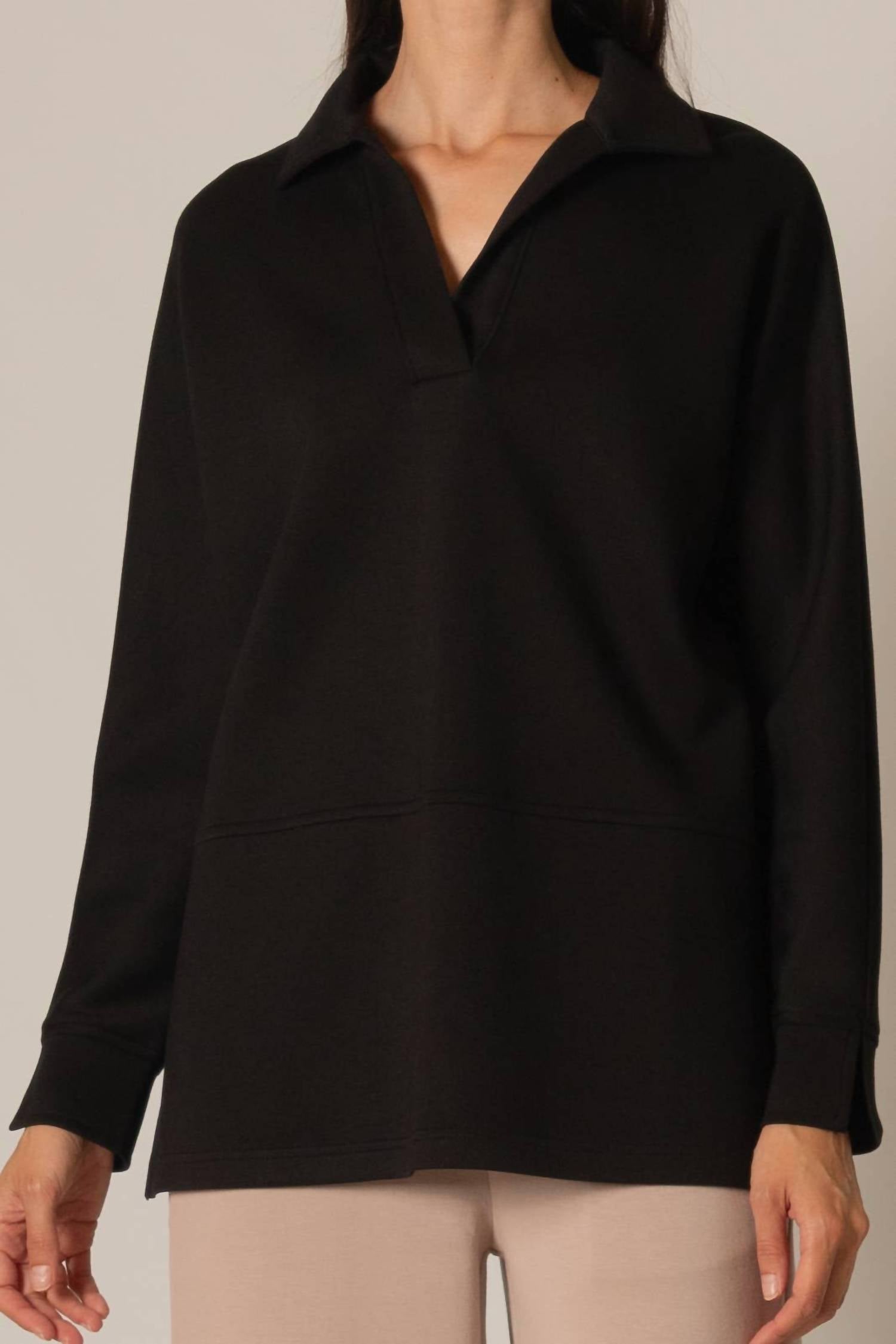 P.Cill - Modal Collared Long Sleeve Top