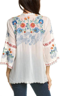 Johnny Was Maverick Blouse in white - women's blouse - detail view