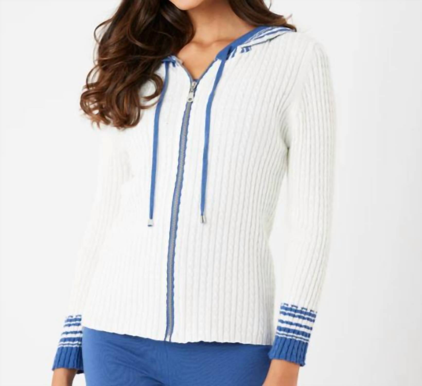 French Kyss - Denim Braided V Neck Hoodie