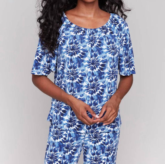 Charlie B - Lily Print Off Shoulder Knit Top