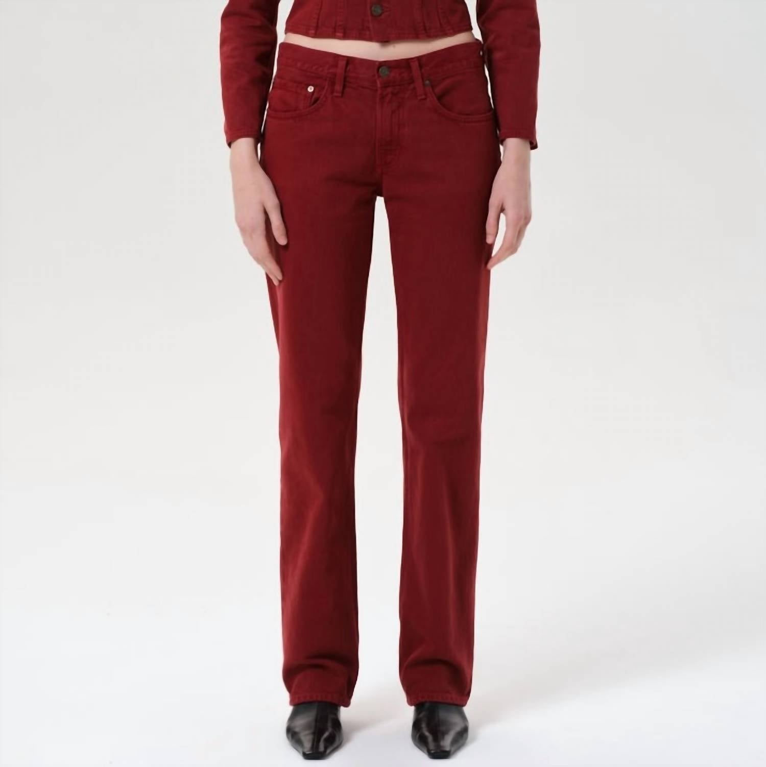 AGOLDE Low Rise Slim Fit Jeans in brick - women's jeans