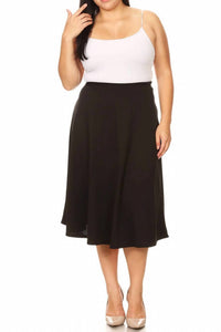 Moa Collection - Women's Casual Solid Midi Skirt - Plus