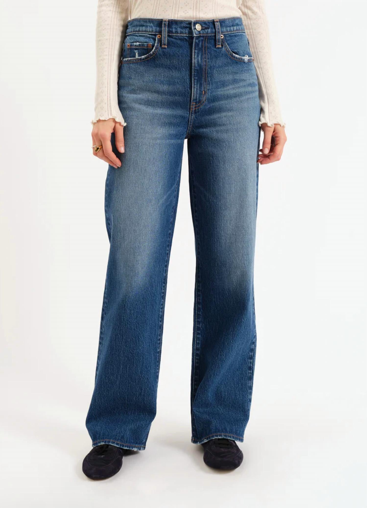 DAZE City High Rise Straight Jeans in blue - women's jeans - view 5