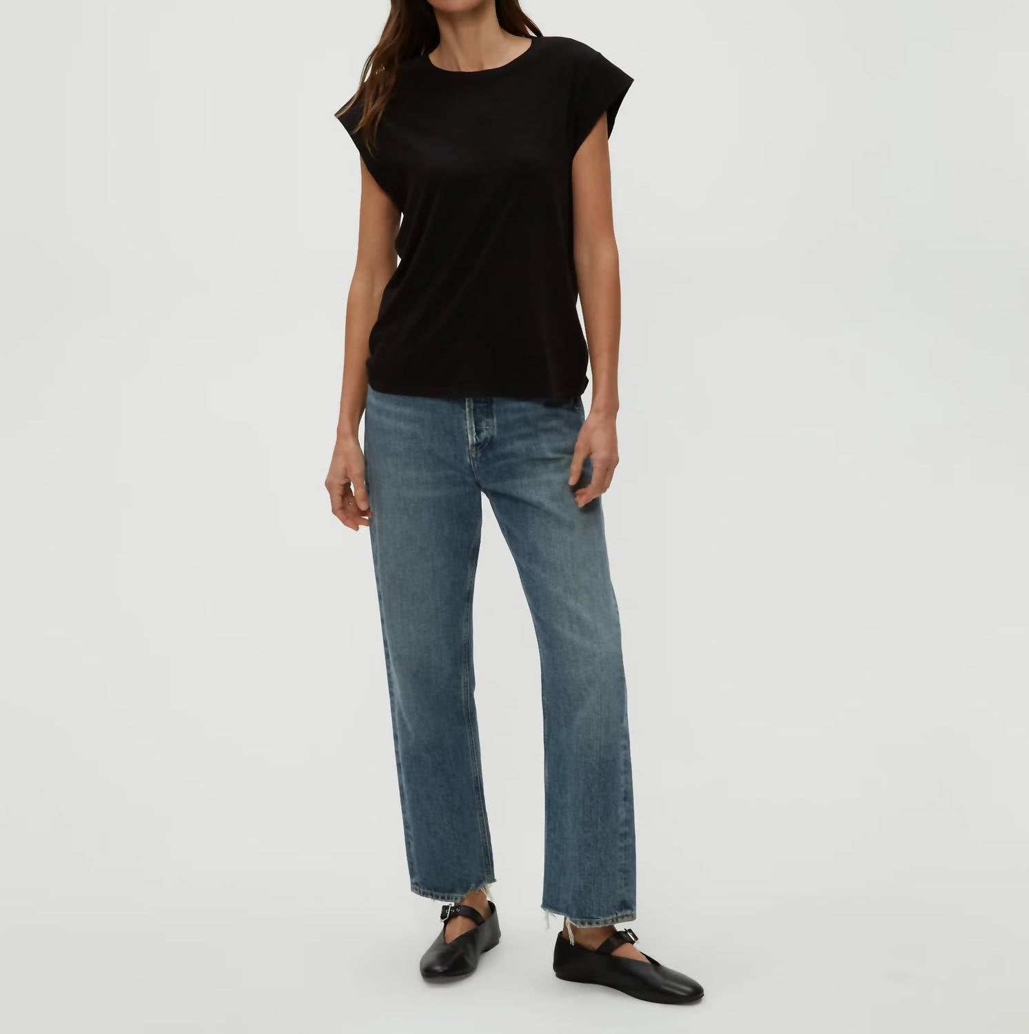 Michael Stars - Joey High Crew Power Shoulder Tee