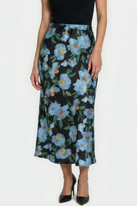 Miss Sparkling - Women's Satin Floral Print Skirt