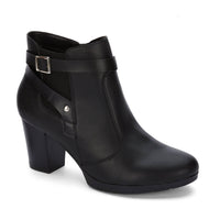 Andrea Women's Buckle Strap Block Heel Boots in black - women's shoe