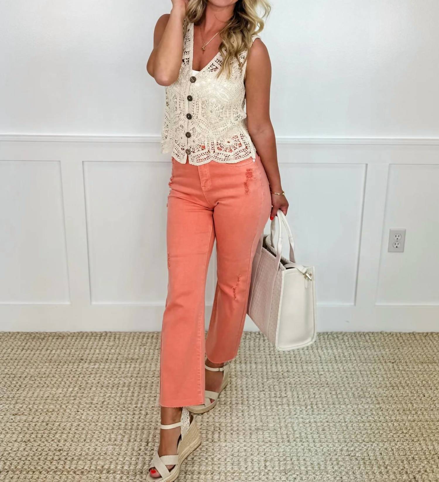 Saige Denim - Cute Distressed High-rise Raw Hem Dad Jeans