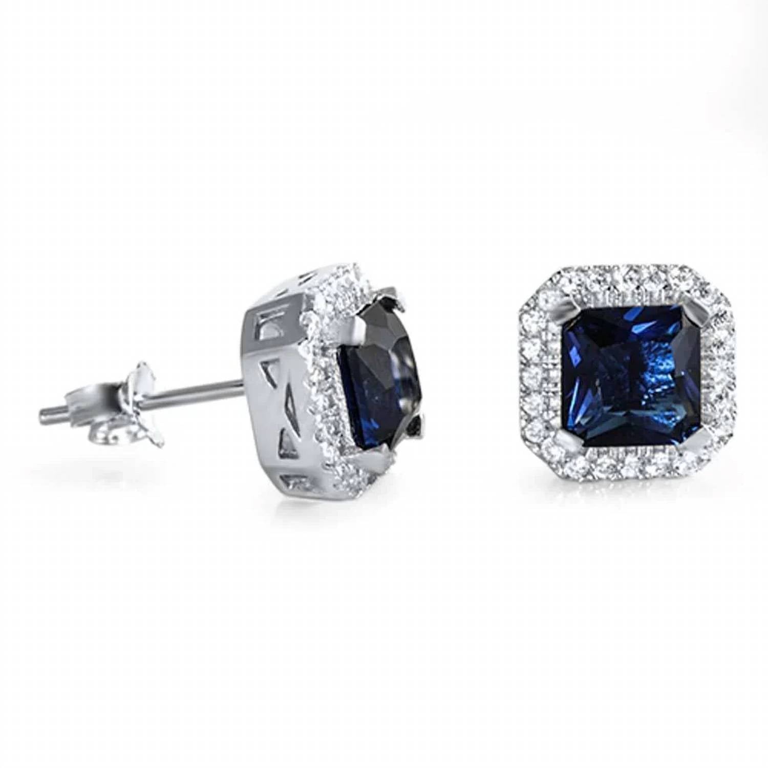 Starlette - Women's Sapphire Halo Stud Earrings