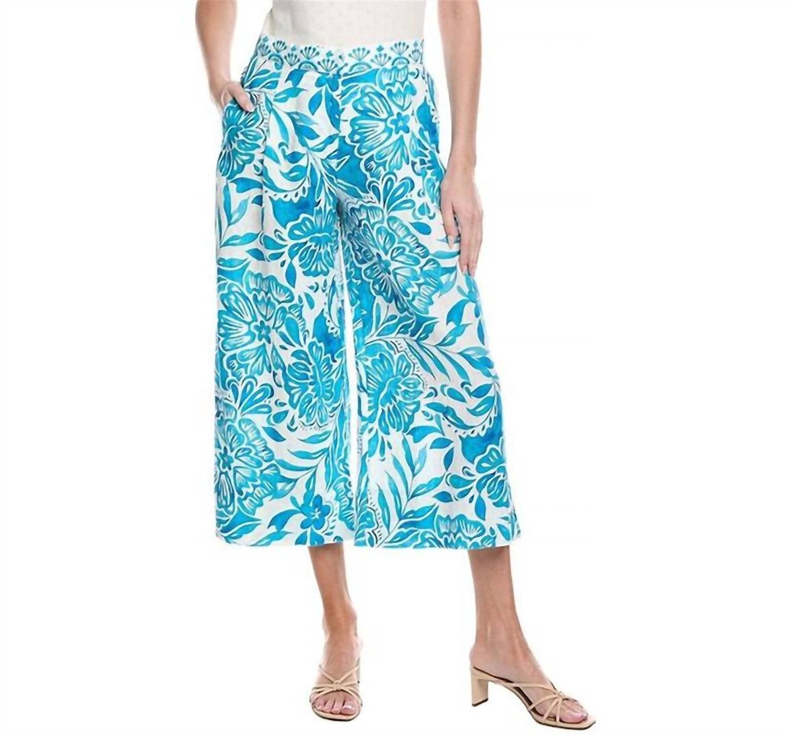 Johnny Was LINEN PLEATED CULOTTE PANTS in bethany - women's pants