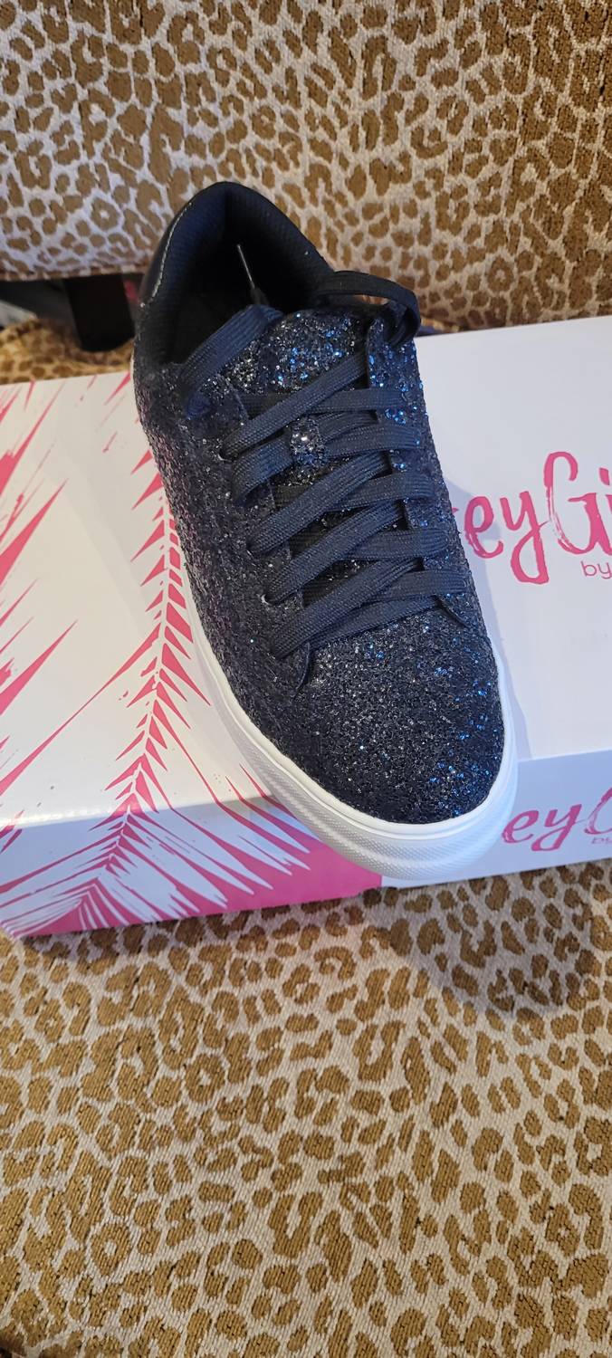 Corkys Footwear Women Glaring Sneakers in black chunky glitter - women's sneaker