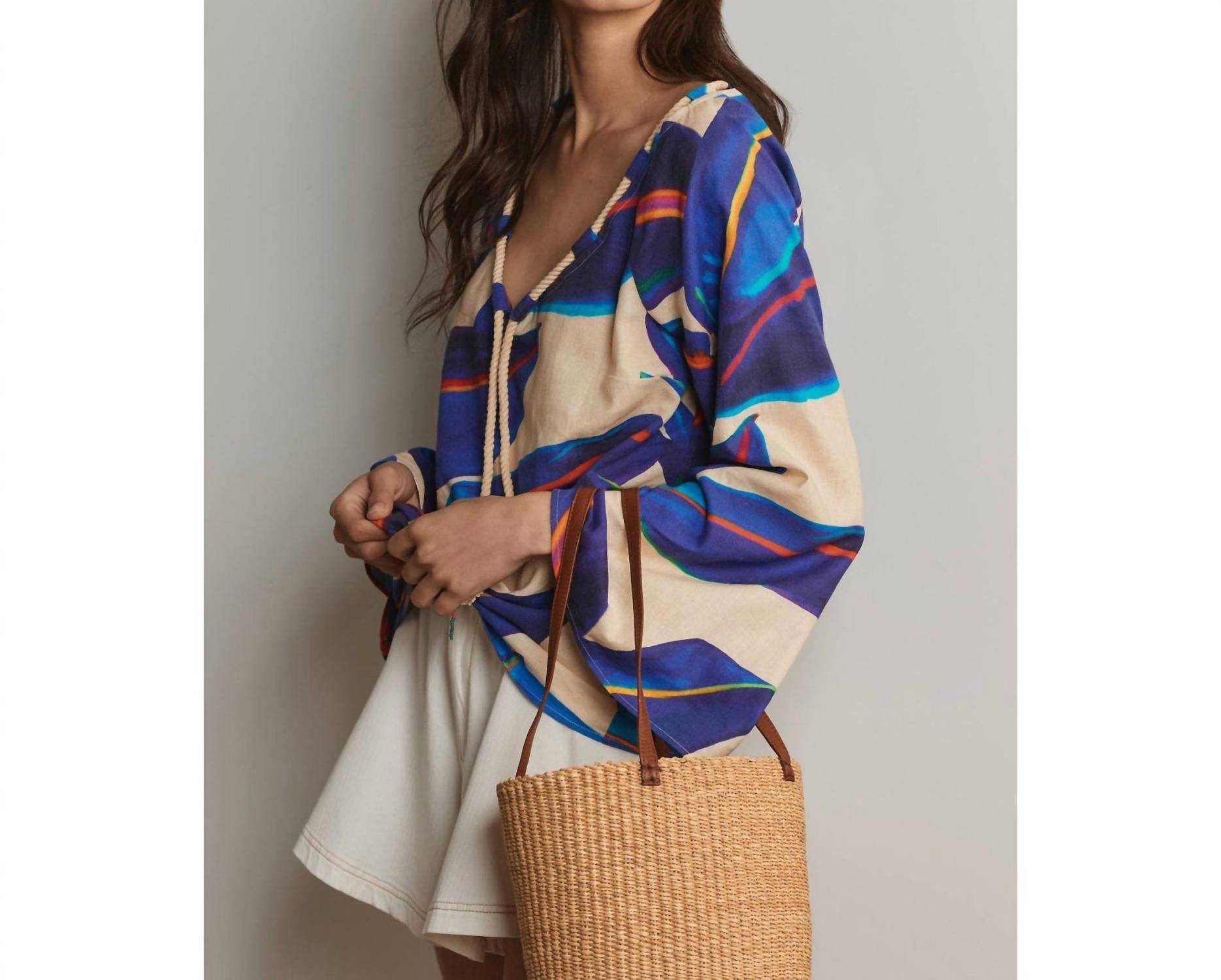 Farm Rio - Long-sleeve Rope-tie Blouse