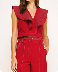 Strut & Bolt - Stitch Ruffle Detail V-neck Top