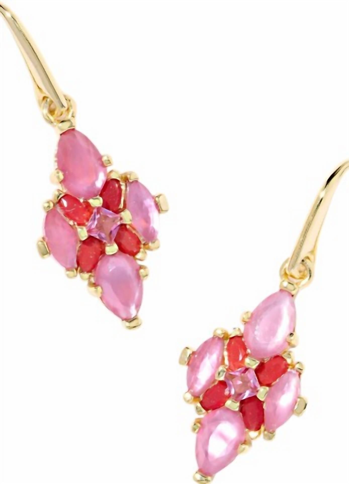 Kendra Scott Women's Abbie Crystal Drop Earrings in gold pink mix - women's jewelry - detail view